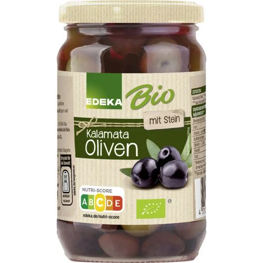 EDEKA Bio Kalamata Oliven Mit Stein 350G 1 EDEKA Bio Kalamata Oliven Mit Stein 350G