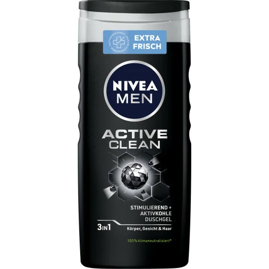 NIVEA Men 3in1 Duschgel Active Clean 250ML 1 NIVEA Men 3in1 Duschgel Active Clean 250ML