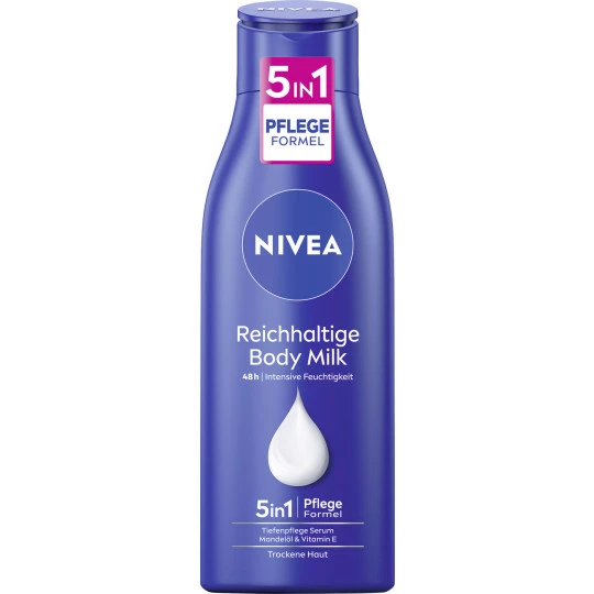 NIVEA Reichhaltige Body Milch 5in1 Tiefenpflege Serum 48h 250ML 1 NIVEA Reichhaltige Body Milch 5in1 Tiefenpflege Serum 48h 250ML
